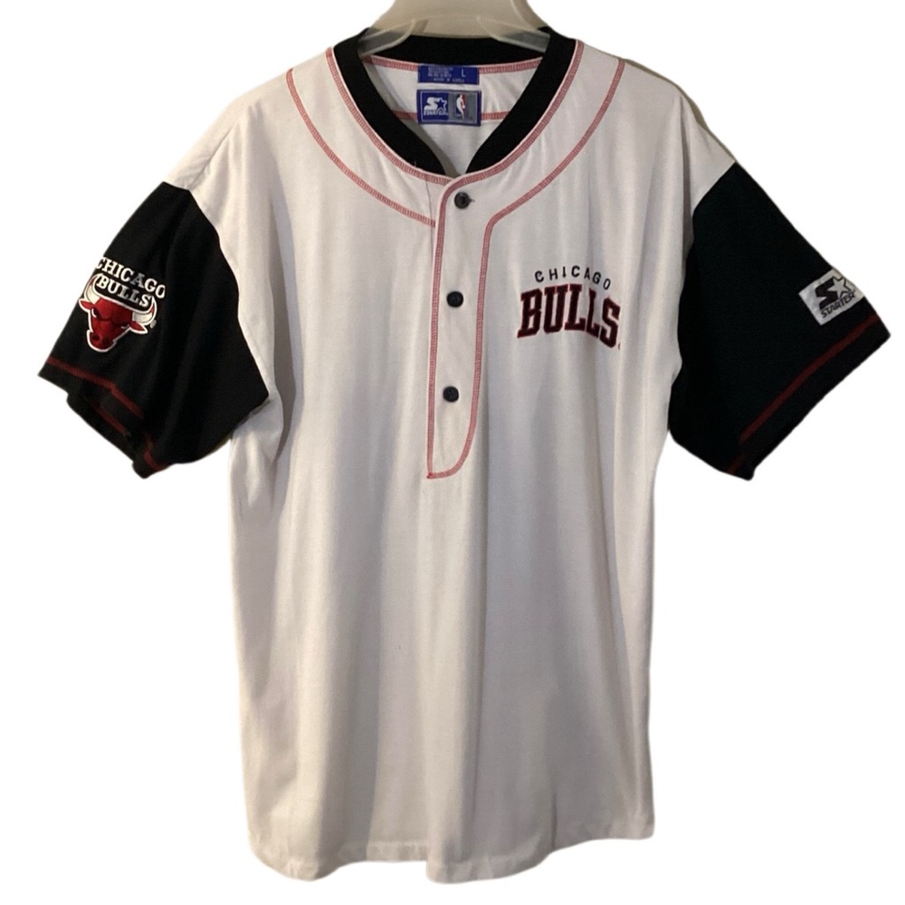 Chicago Bulls Basketball Henley Jersey Starter Size large Vintage